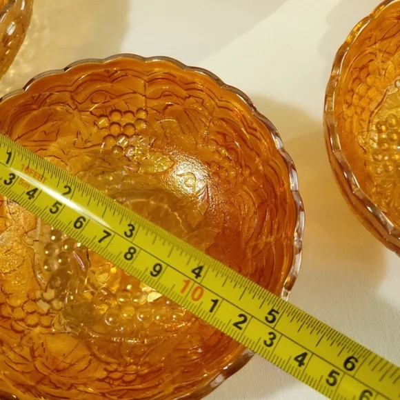 Vintage Marigold Carnival Glass Bowl Set - Picture 7 of 11